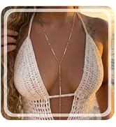 RINHOO Long Lariat Necklace for Women - 18K Gold Plated Stainless Steel Lariat Drop Jewelry Water...