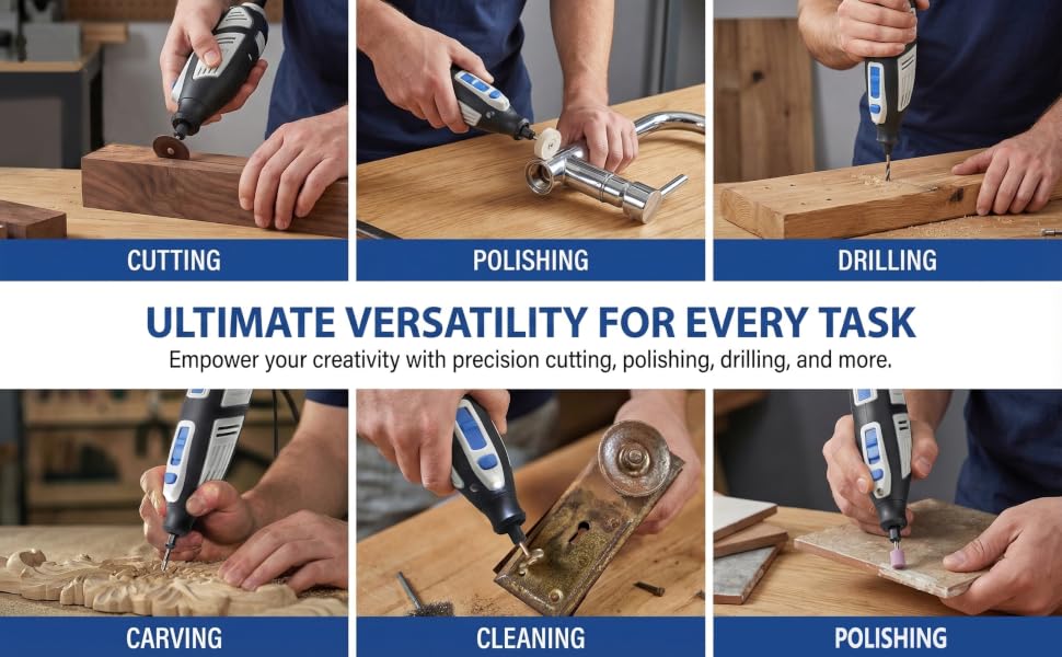 12V Cordless Rotary Tool for cutting drilling polishing carving cleaning wood and metal