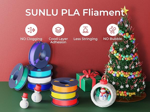 SUNLU 3D Printer Filament 250g PLA Filament 1.75mm Bundle