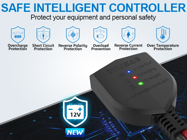 OYMSAE 5W 12V Solar Car Battery Charger Portable Waterproof