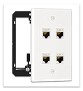 FGB 4 Port Single Gang Ethernet Wall Plate with Mounting Bracket