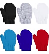 Glooarm 6 Pairs Toddler Mittens Winter Baby Mittens Gloves Kids Knitted Magic Mittens Bulk for Bo...