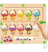 Magnetic Color and Number Maze, Montessori Toys for 2 3 4 Year Old, Wooden Color Matching Puzzle ...