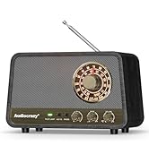 Audiocrazy AM FM Radio Retro Table Top Radio with Bluetooth Speaker,Vintage Wooden Finish Radio P...