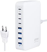 Haioulun GaN 200W 8-Port USB Fast Charging Station | PD 65W Laptop &amp; Multi-Device Adapter | Compa...