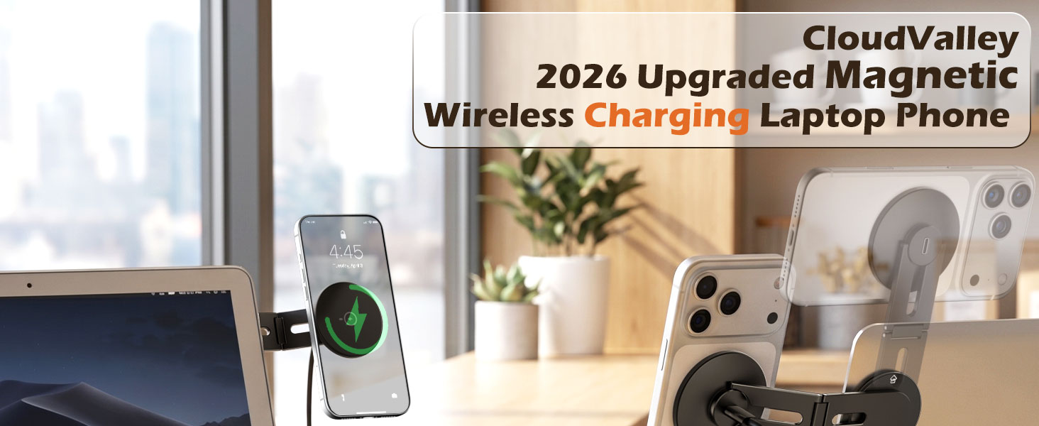 CloudValley 2026 Upgraded Magnetic Wireless Charging Laptop Phone