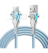 YACSEJAO Dual 180° Rotating USB Type C Cable 6.6FT 65W USB A to USB C Nylon Braided Fast Charging...