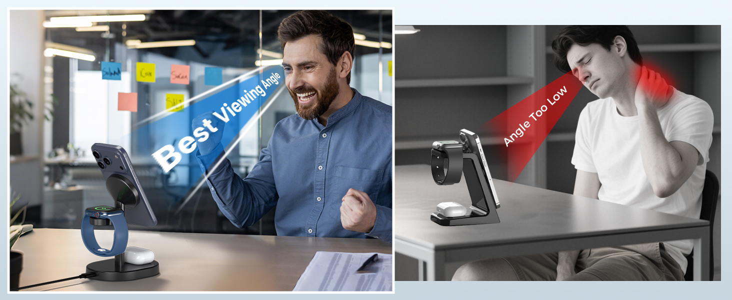 magsafe charger stand 3 in 1 magnetic wireless charging station apple watch iphone 17 16 15 airpods