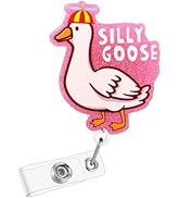 Funny Pink Silly Goose Badge Reel,Retractable Decorative Card Reel, Pediatric Nurse Badge Reel, W...