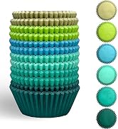 qiqee 300 Counts Cupcake Liners Cupcake Cups Food Grade 6 Solid Green Colors Cupcake Papers Muffi...