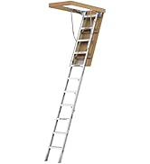 Vantic 10 Foot Aluminum Attic Ladder Pull Down System, Drop Down Ladder Stairs for Attic Access, ...