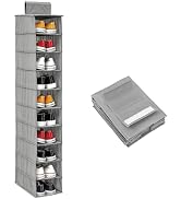 HomeBeyond 10 Shelf Hanging Closet Organizer, Grey Storage Shelves for Clothes, Shoes, and Access...
