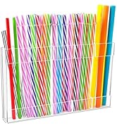9.8”Large Acrylic Straw Holder for Cabinet Door - Reusable Tumbler Straw Organizer Storage Rack f...