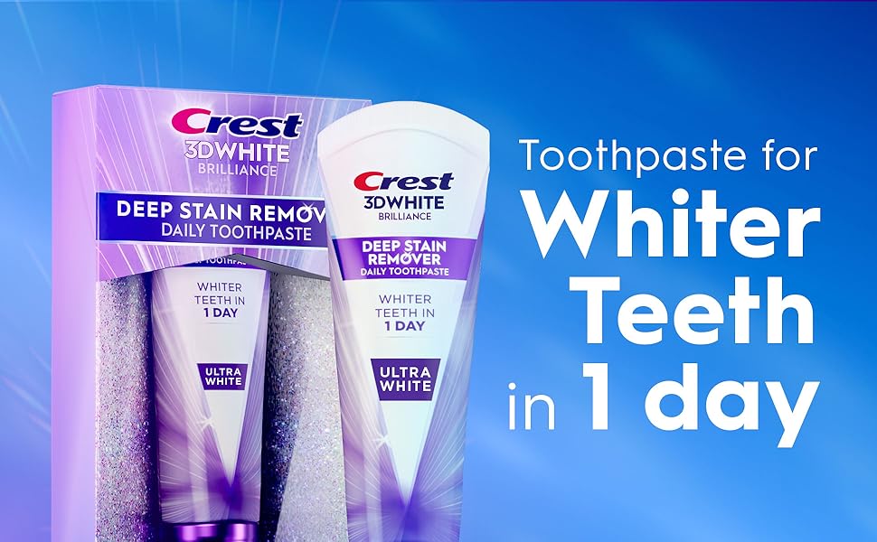 Crest 3DWhite Brilliance Deep Stain Remover Brilliance White toothpaste for whiter teeth in 1 day