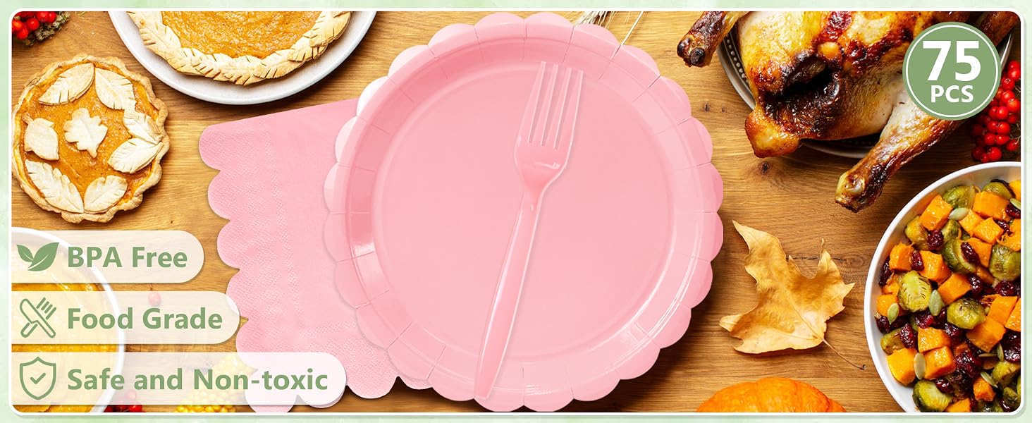 25 Guests pink party tableware set