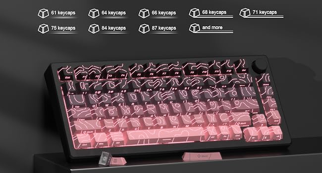 PBT keycaps,Topographic keycaps 60 75 Percent,Lines Backlit,Shine Through,Side Print,Cherry Profile