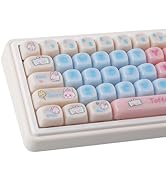 Tsungup MOA Profile Keycaps,140 Keys Pink Ceramic Translucent Creamy Cute Bunny Custom Keycaps 60...
