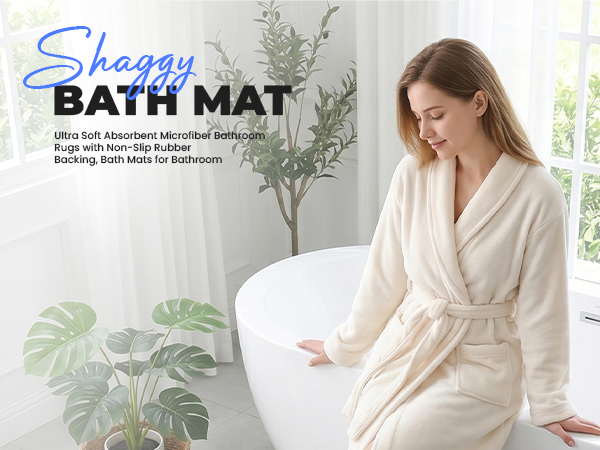Shaggy Bath Mat Rug For Bathroom Cotton