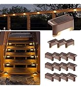 GIGALUMI Led Solar Deck Lights, 16 Pack Waterproof for Outdoor Stairs, Step, Fence, Railing, Yard...