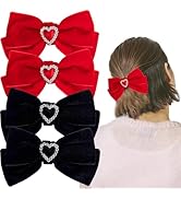 4 PCS Red Velvet Hair Bow Clips Red Bow Alligator Hairgrips Christmas Valentine School Hair Clips...