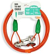 Petest Tie-Out Cable with Crimp Cover for Dogs Up to 35/60/90/125/250 Pounds, 15ft 25ft 30ft Leng...