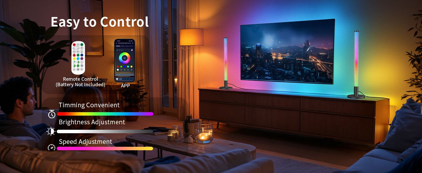 Led Light Bar with Music Sync, Color Changing TV Backlight App &amp;amp; Remote Control