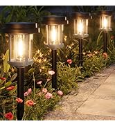 XMCOSY+ Solar Pathway Lights Outdoor, 20 LM Solar Powered Garden Lights with 2-Tone Black &amp; Grey ...