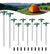 TEOYNGU 10PCS Tent Stakes Heavy Duty Camping Tent Stakes 7Inch Non-Rust Metal Tent Pegs with 10pc...