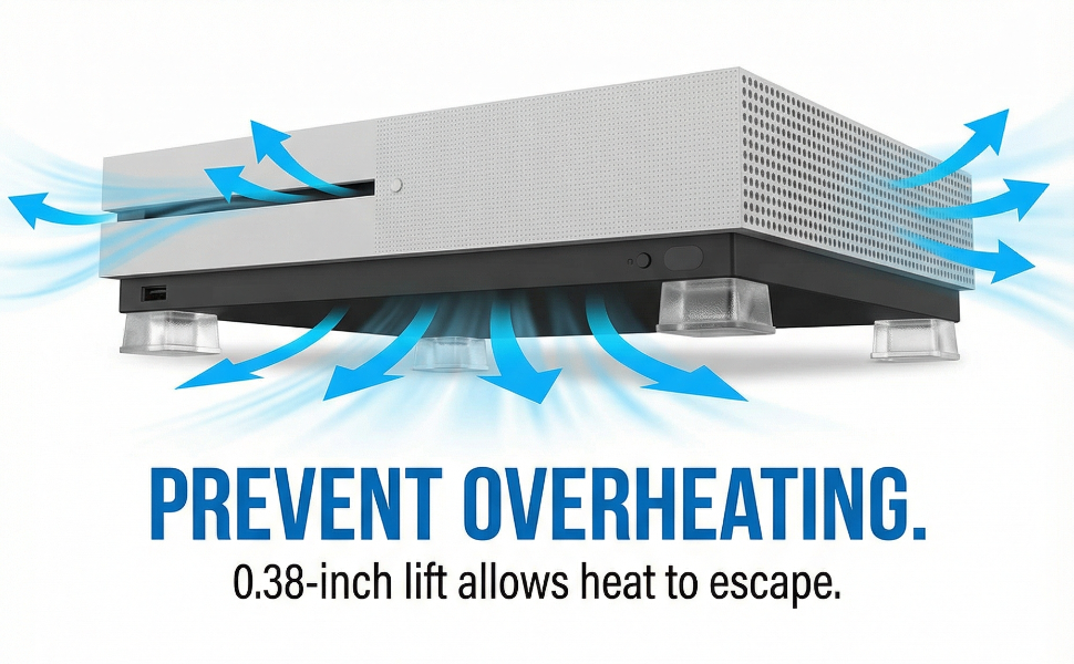prevent electronics overheating using rubber feet to promote airflow