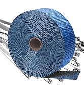 Eyaeyao Exhaust Wrap | Blue Exhaust Heat Wrap | 2" x 16.4' Header Wrap | Heat Shield Tape with 10...