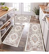 Pauwer Farmhouse Kitchen Rugs Sets of 3, Kitchen Runner Rugs Non Slip Washable, Boho Kitchen Mats...