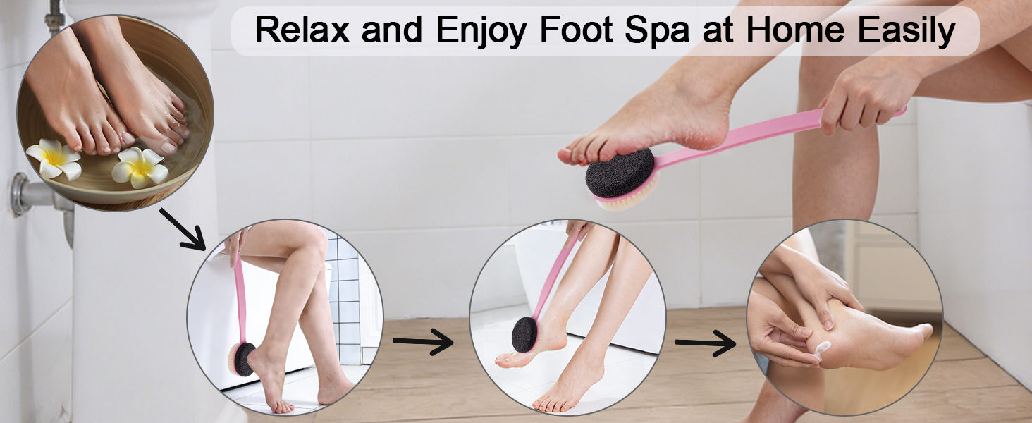 Long Handle Pumice Stone Brush for Feet Callus Remover
