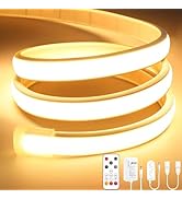 Lamomo COB LED Strip Lights Pro, 32.8Ft Warm White Dimmable Self-Adhesive Led Rope Light with Rem...