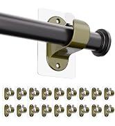18-Pack No Screw Curtain Rod Holders, Self Adhesive Curtain Rod Brackets, No Drilling, No Nail He...