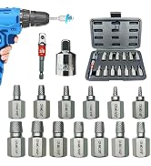 NORTOOLS 15PCS CR-MO Screw Extractor Set – 3/8" Hex Drive Multi-Spline Easy-Out Kit for Broken, S...