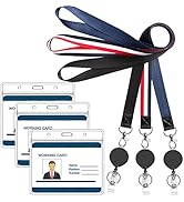 AIWOQI 3 Pack Lanyards with ID Badges Holder and Retractable Badge Reel,Horizontal Waterproof Cle...