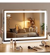 Bearolve Vanity Mirror with Lights 32"x20", LED Makeup Mirror, 3 Color Lighting Modes, 10X Magnif...