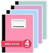 Taja Composition Notebook Wide Ruled, 4 Pack Aesthetic Composition Book, 9-3/4" x 7-1/2", 160 Pag...