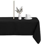 LUSHVIDA Rectangle Outdoor Tablecloth with Umbrella Hole and Zipper, 60x84 Inch Black, Washable W...