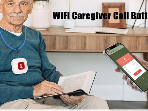 WiFi Caregiver Call Button for Elderly at Home w App Notification