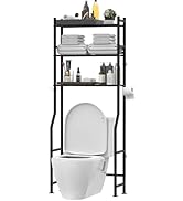 Livilord 3-Tier Over The Toilet Storage, Freestanding Metal Bathroom Shelves with 4 Hooks, Over T...