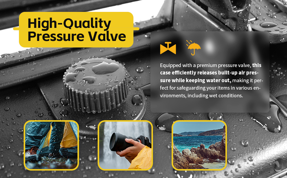 protective waterproof ip67 hard case customizable foam interior pressure valve cameras valuables