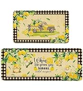Cusugbaso Lemon Kitchen Mats Set of 2, Lemon Kitchen Decor Rugs Farmhouse Truck Mat for Floor, Pl...