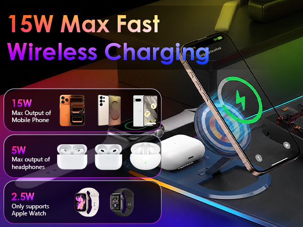 15W max wireless charging