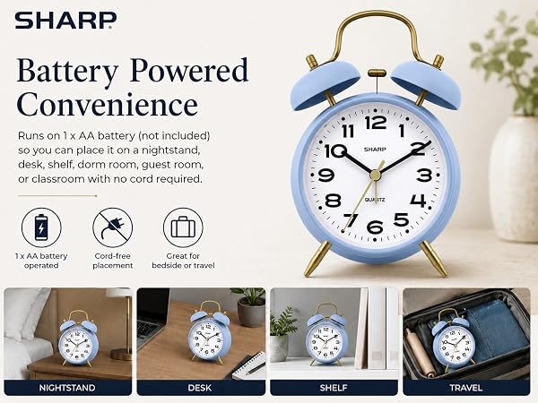 super loud retro alarm twin bell mid century modern old bedroom bedside cool easy viintage clock