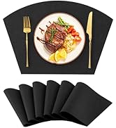 Homaxy Round Table Placemats Set of 6, Washable Wedge Shaped Faux Leather Table Mats, Wipeable Ki...