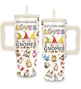 xiiai Gift for Her, 24oz GNOMES Themed Tumbler with Handle &amp; Straw, Stainless Steel Insulated Cof...