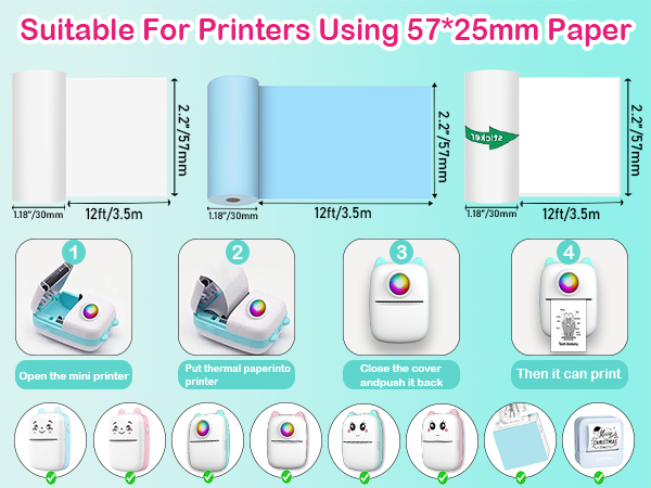 10 Rolls Sticker Paper, Self-Adhesive Thermal HD Photo Paper, Mini Pocket Printer Sticker Paper