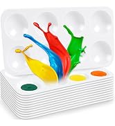 Hulameda 12pcs Paint Tray Palettes for Kids,Rectangular | White Plastic Paint Tray for Painting P...