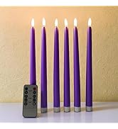Ni-JASW Purple Flameless Taper Candles with Remote, Flickering Battery Operated LED Candlesticks ...
